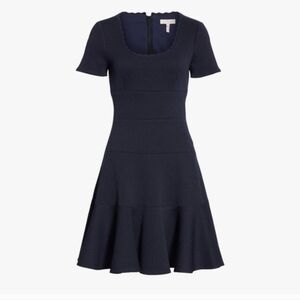 Rebecca Taylor Textured Navy Midi Dress